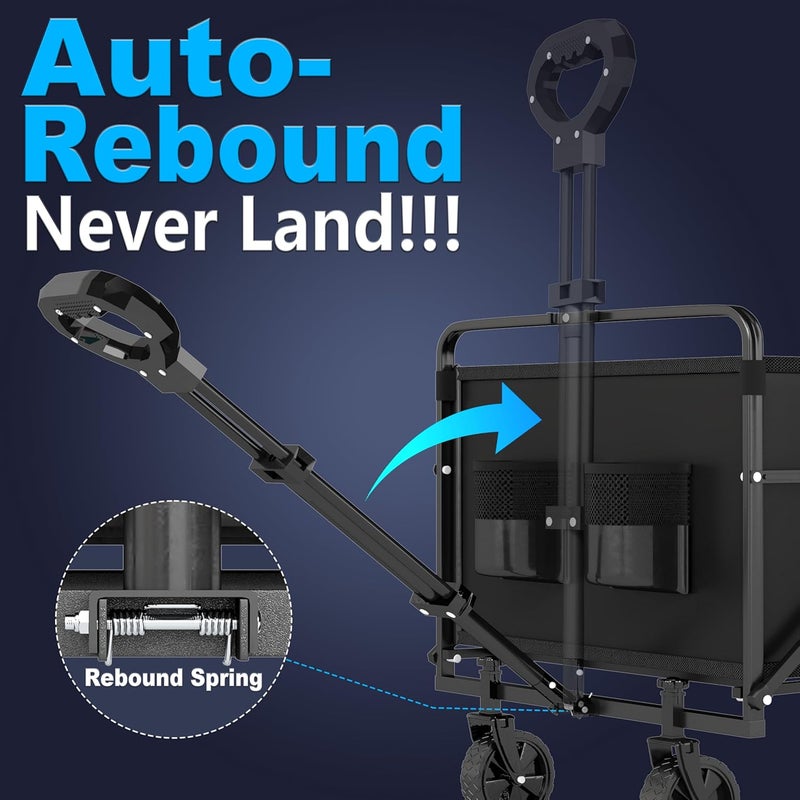 Eworld Collapsible Wagon Cart – 380LBS Folding Beach Utility Wagon, Portable Grocery & Transport Cart for Beach, Camping, Garden & Shopping - Image 3